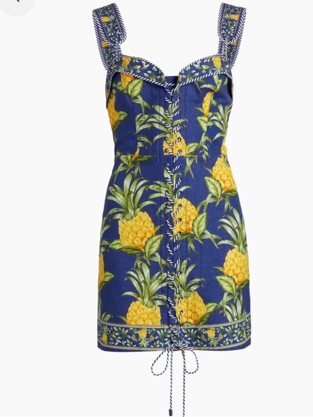 FARM Rio Navy Blue Mini Dress with Yellow Pineapple Print